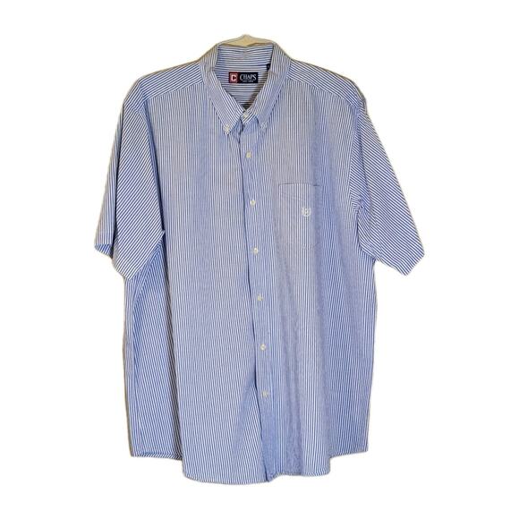 Men’s Chaps 2XL Cotton Pin Striped Short Sleeve Button Down Shirt - Picture 1 of 4